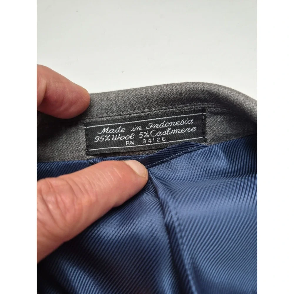 Paul Fredrick Mens Wool Cashmere Sports Coat 44R Gray 3 Button Blazer